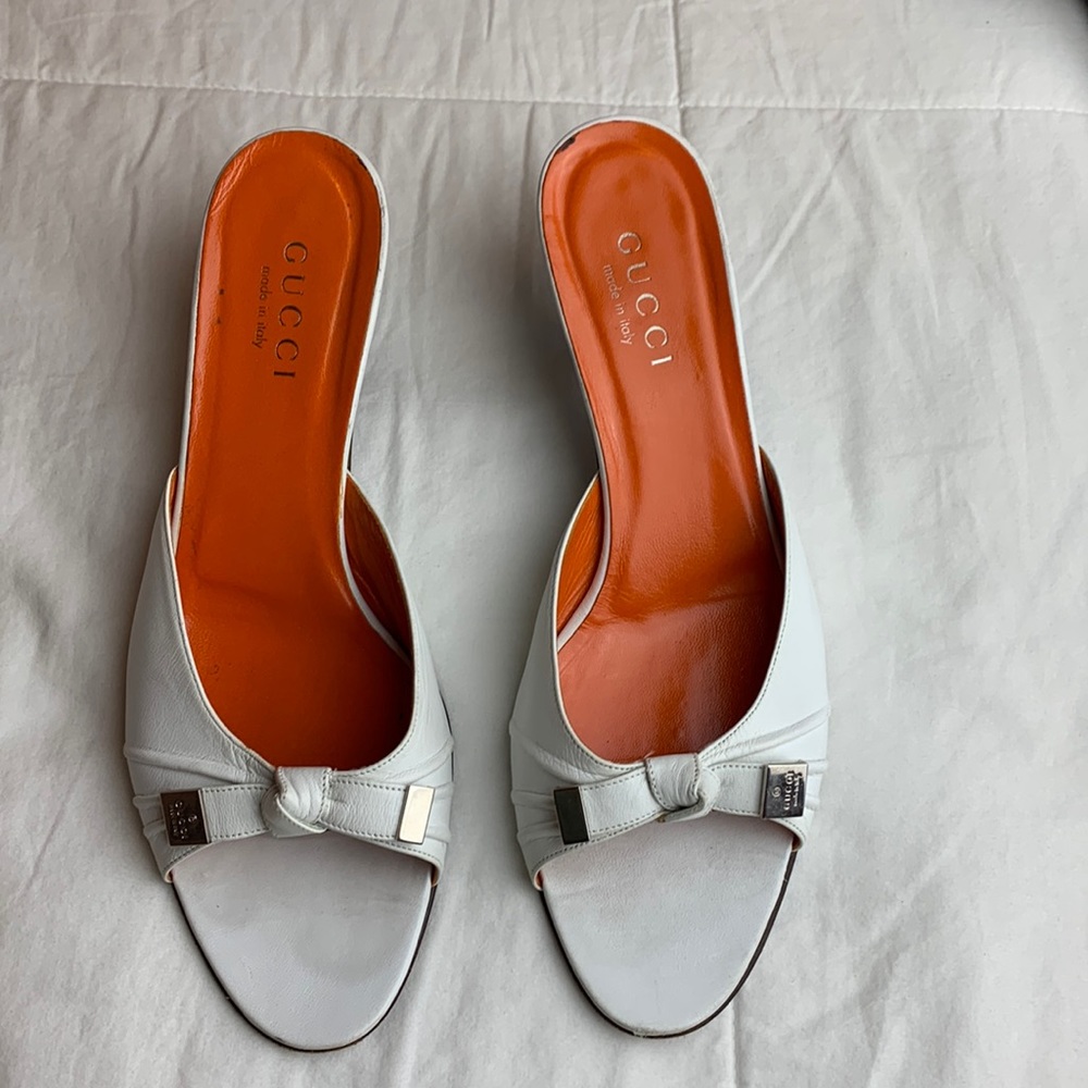 Gucci white low heels